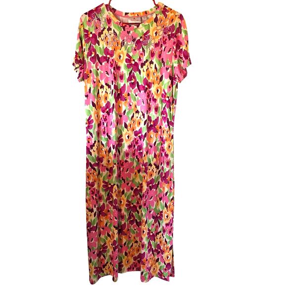 Quacker Factory Hello Spring Floral and Bling Maxi Dress Size Medium - Picture 2 of 5